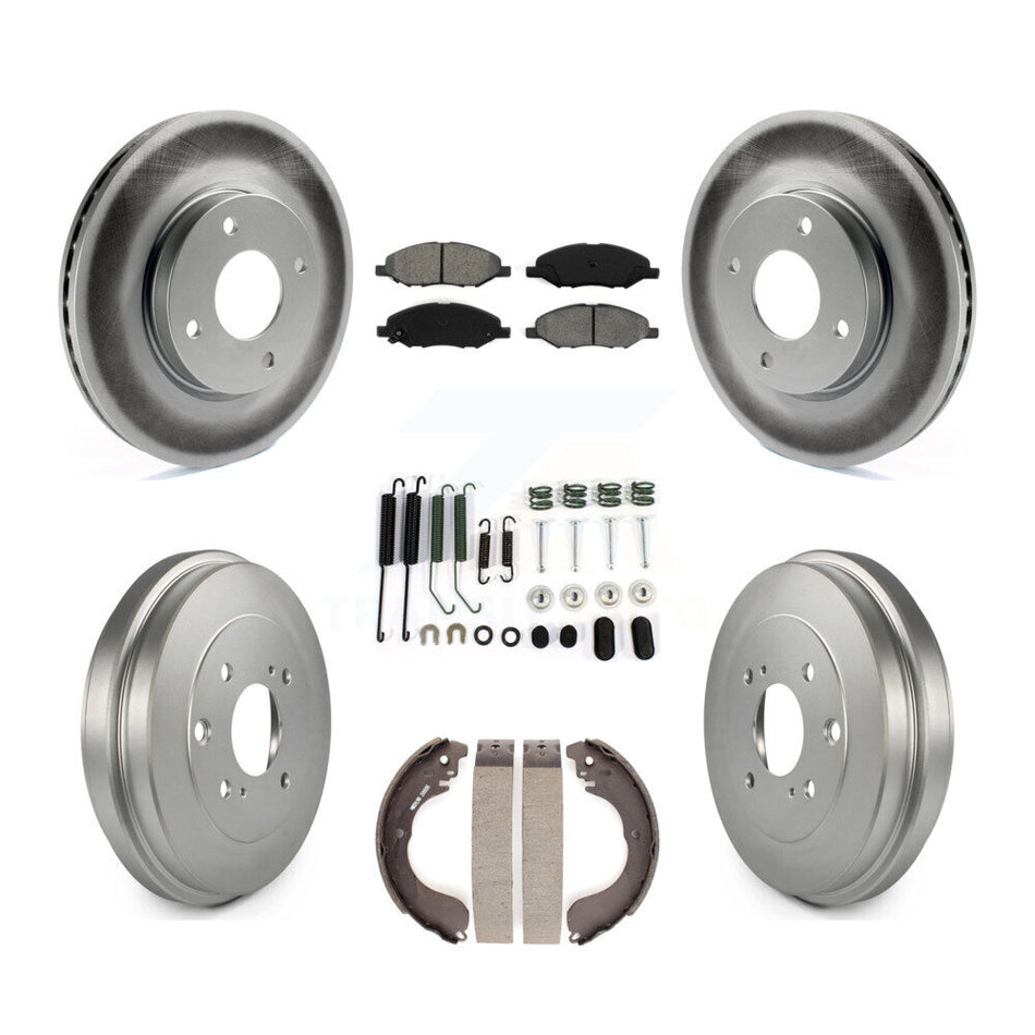 Front Rear Coat Brake Rotor Semi-Metallic Pad Drum Kit (7Pc) For Nissan Versa 4-Wheel ABS KGS-101699
