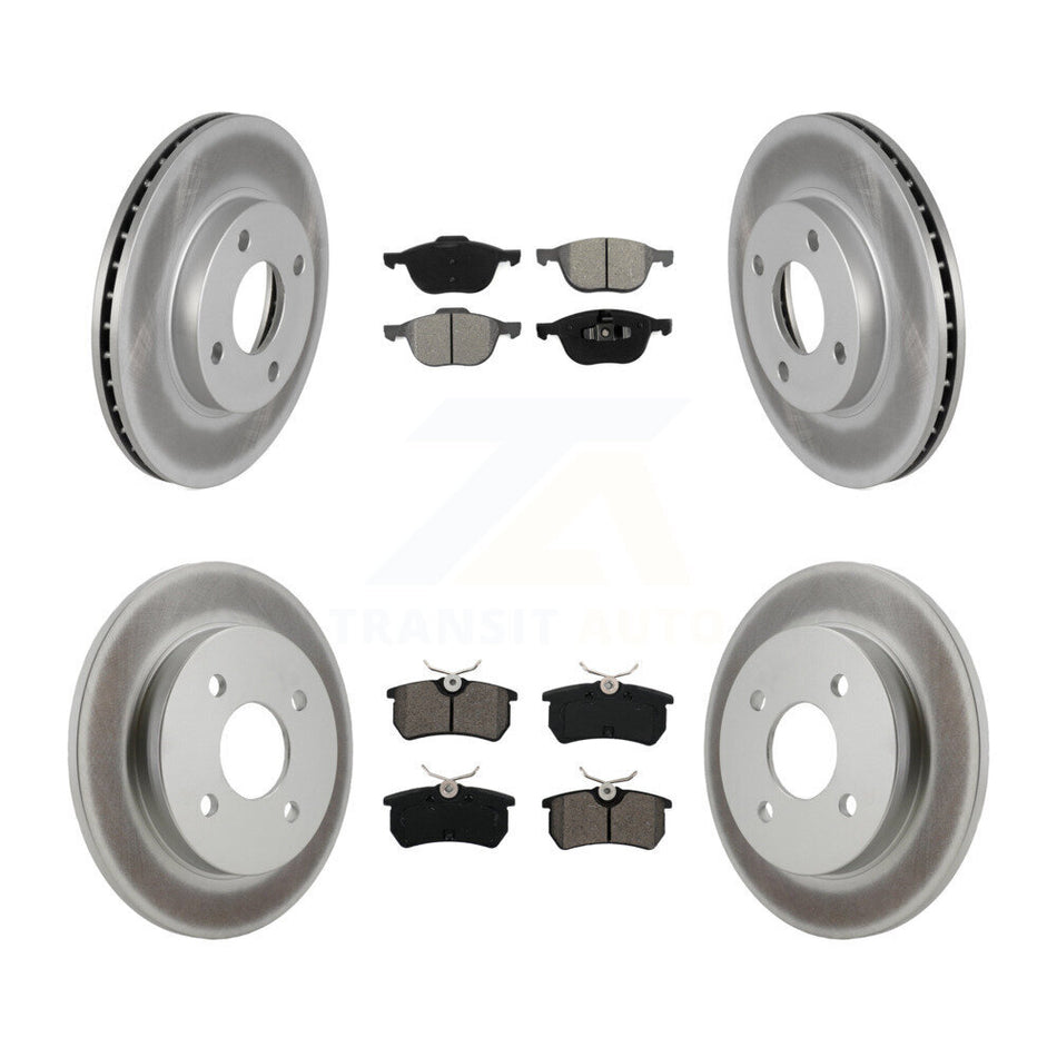 Front Rear Coated Disc Brake Rotors And Semi-Metallic Pads Kit For 2004 Ford Focus LX Mid High SE ZTS ZTW ZX3 ZX5 From 04 05 KGS-101700