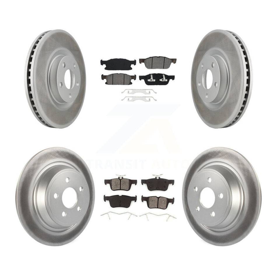Front Rear Coated Disc Brake Rotors And Semi-Metallic Pads Kit For Ford Edge KGS-101704