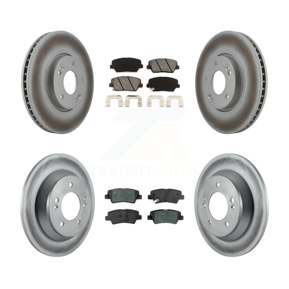 Front Rear Coated Disc Brake Rotors And Semi-Metallic Pads Kit For 2014-2017 Kia Rondo With Manual Parking KGS-101723