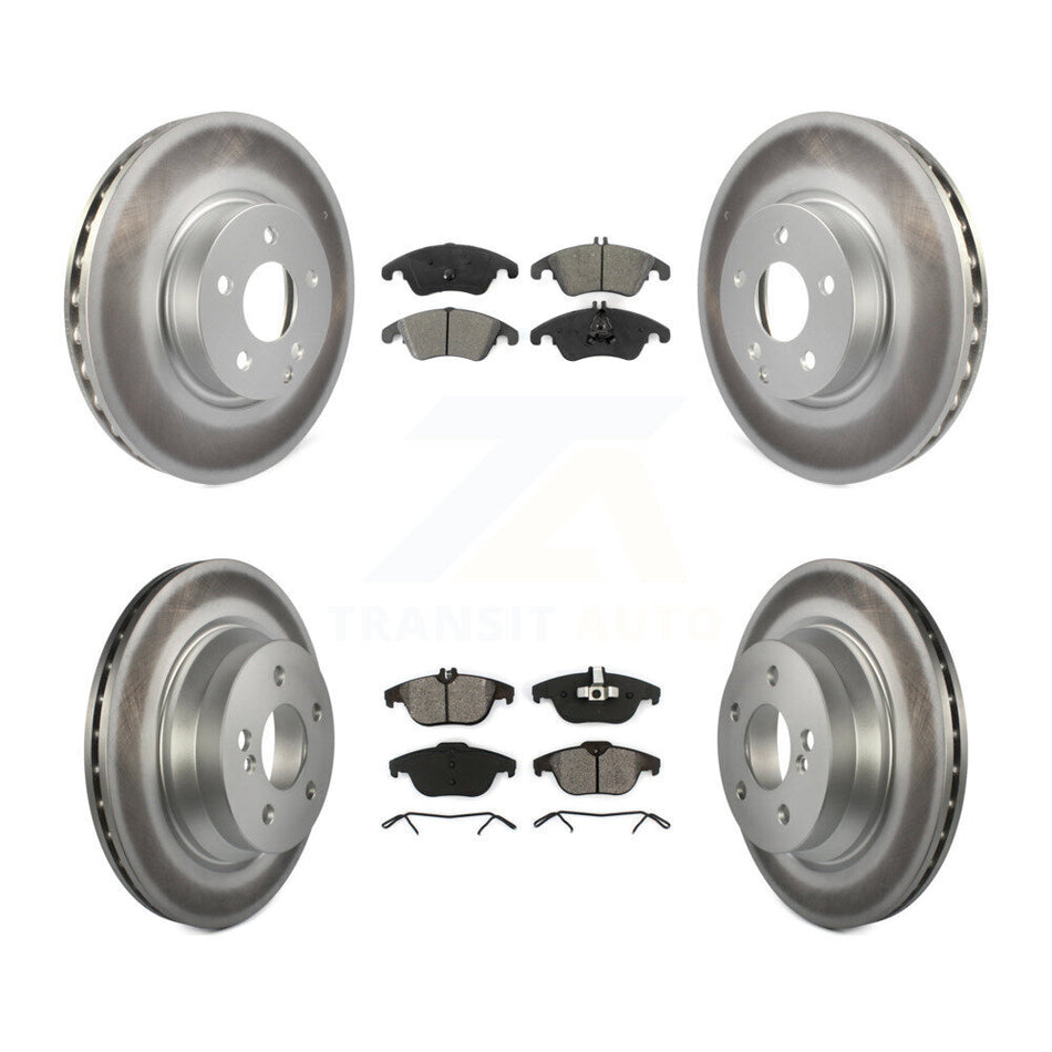 Front Rear Coated Disc Brake Rotors And Semi-Metallic Pads Kit For 2014 Mercedes-Benz E350 Convertible Coupe With 322mm Diameter Rotor KGS-101726