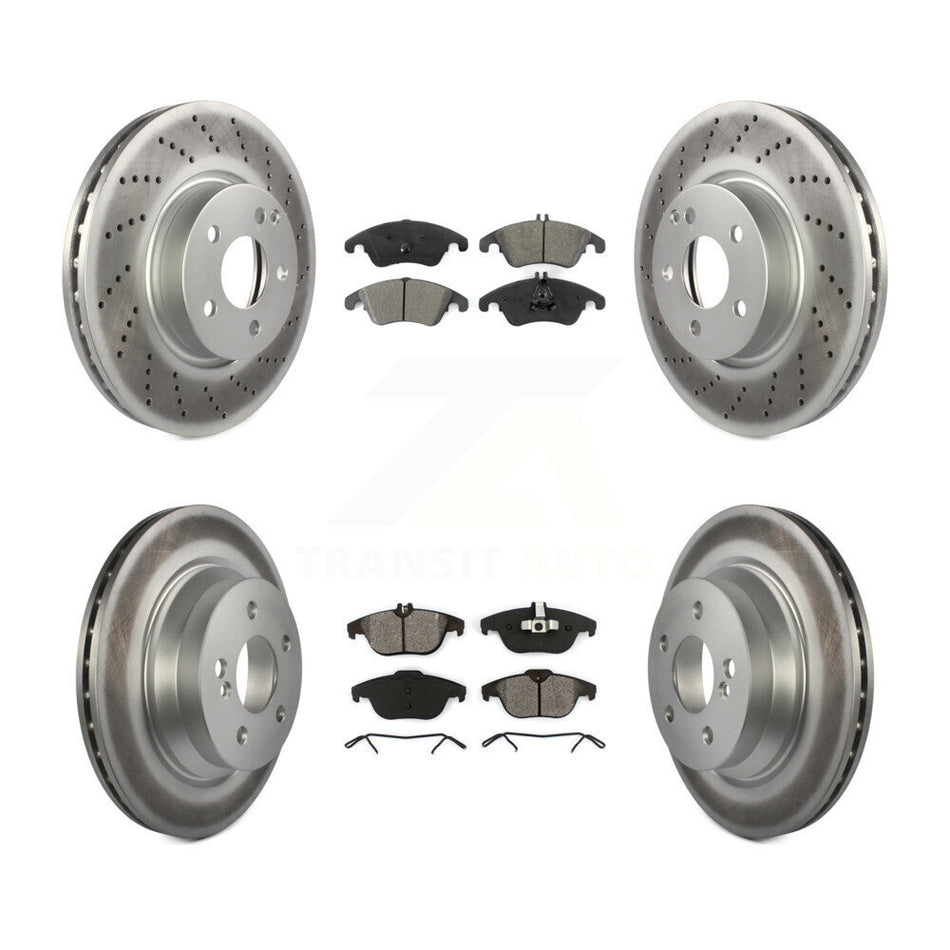 Front Rear Coated Disc Brake Rotors And Semi-Metallic Pads Kit For 2014 Mercedes-Benz E350 Convertible Coupe With 322mm Diameter Rotor KGS-101727