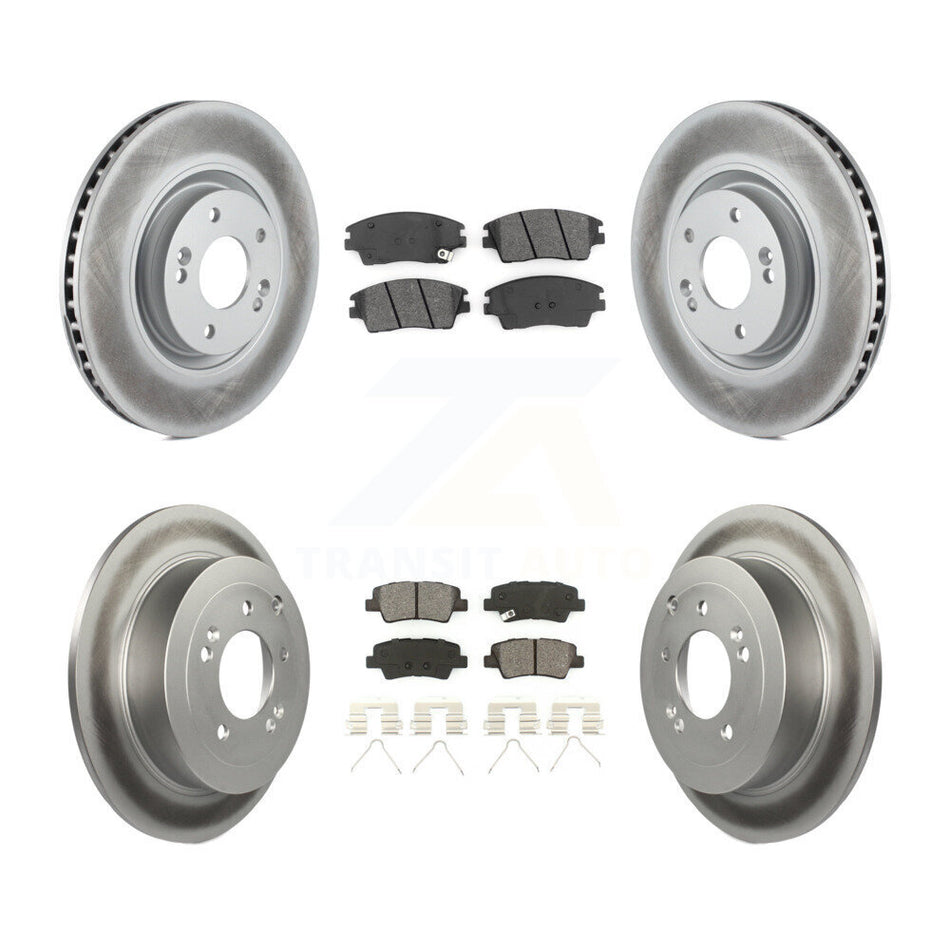 Front Rear Coated Disc Brake Rotors And Semi-Metallic Pads Kit For 2017-2021 Kia Sportage Turbocharged With Manual Parking KGS-101729