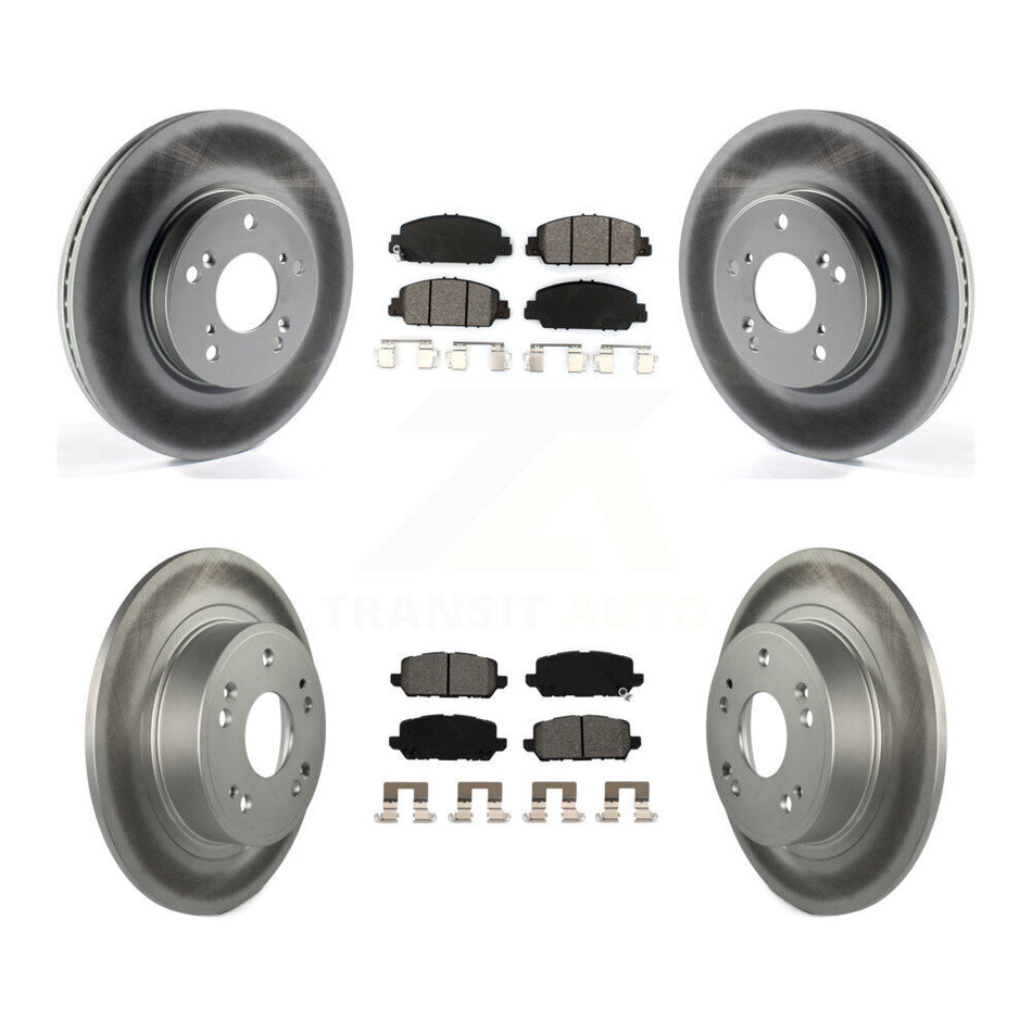 Front Rear Coated Disc Brake Rotors And Semi-Metallic Pads Kit For 2016-2022 Honda HR-V KGS-101733