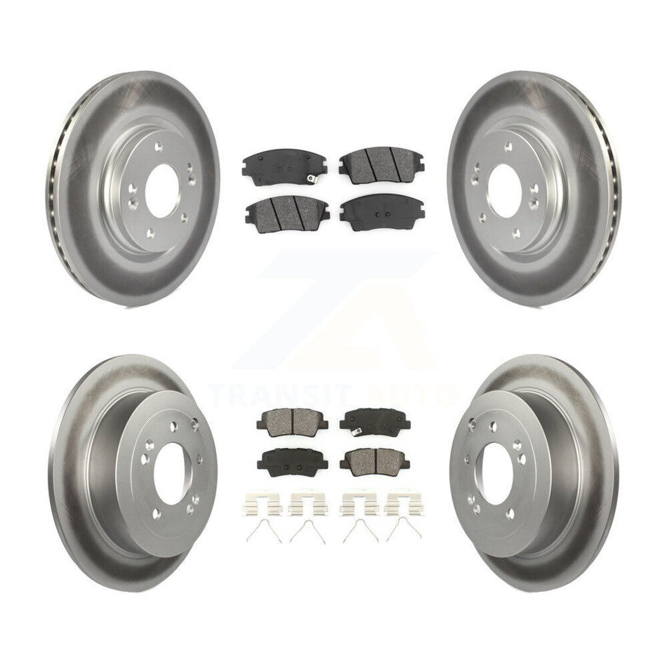 Front Rear Coated Disc Brake Rotors And Semi-Metallic Pads Kit For Hyundai Tucson Kia Sportage KGS-101738