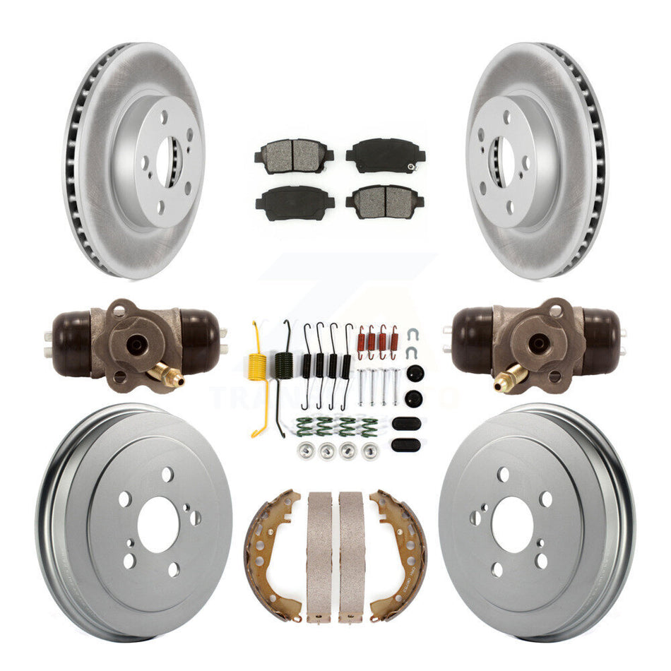 Front Rear Coated Disc Brake Rotors Semi-Metallic Pads And Drum Kit (9Pc) For 2004-2007 Toyota Prius KGS-101746