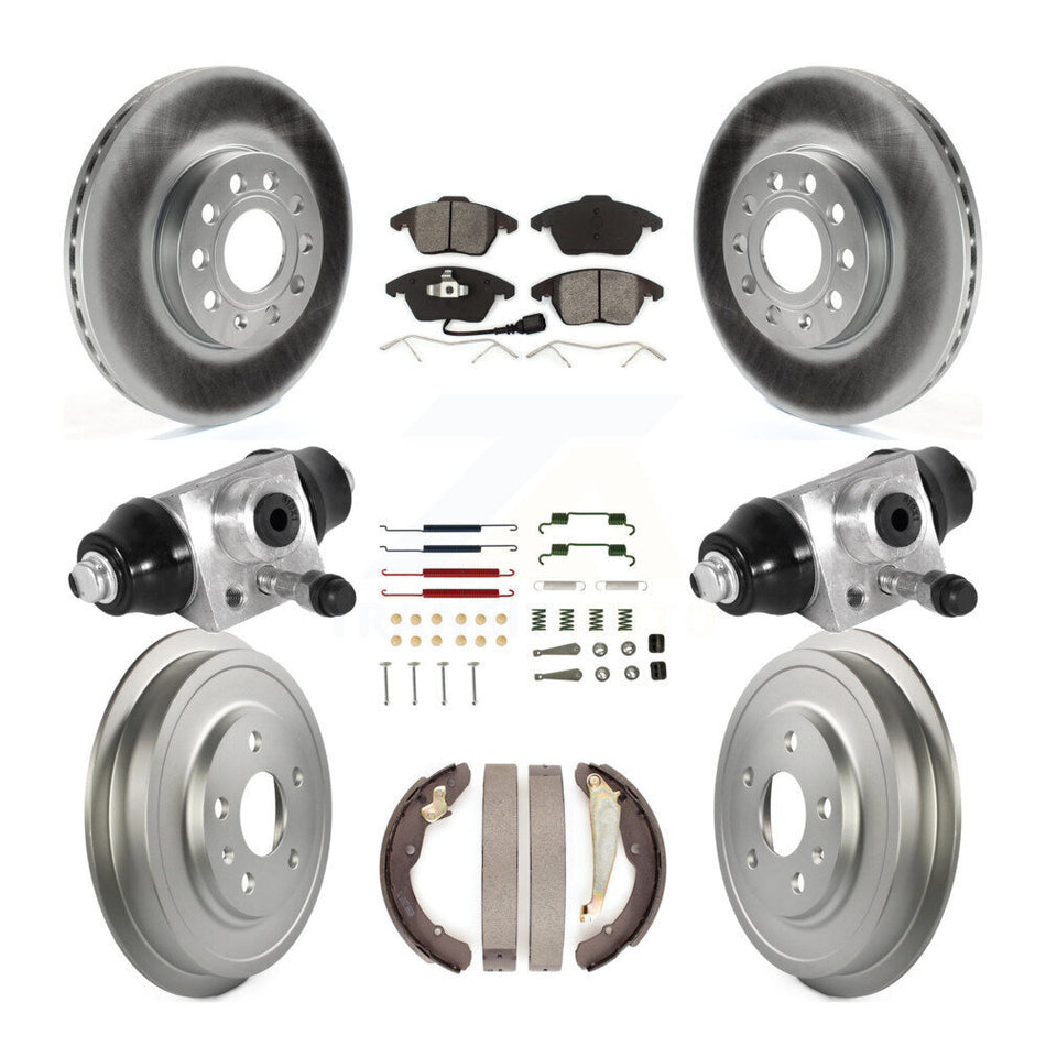 Front Rear Coated Disc Brake Rotors Semi-Metallic Pad Drum Kit (9Pc) For Volkswagen Jetta KGS-101761