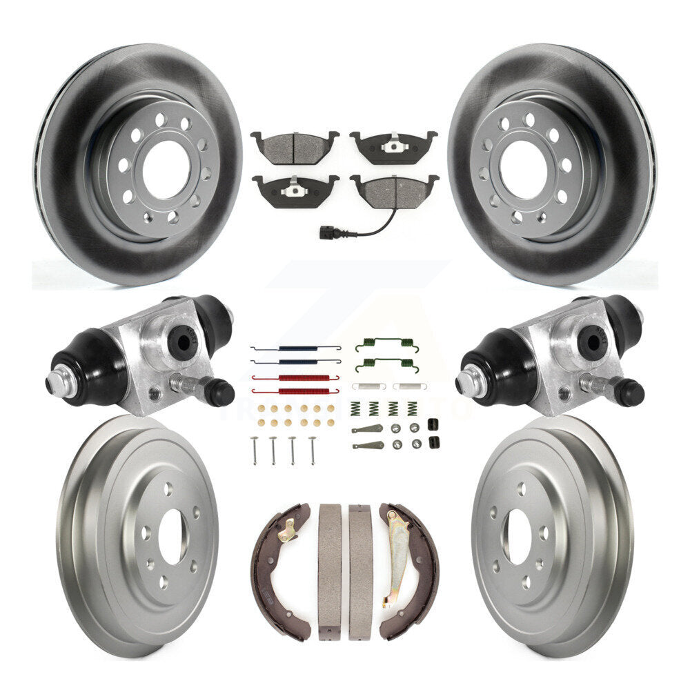Front Rear Coated Disc Brake Rotors Semi-Metallic Pad Drum Kit (9Pc) For Volkswagen Jetta KGS-101762
