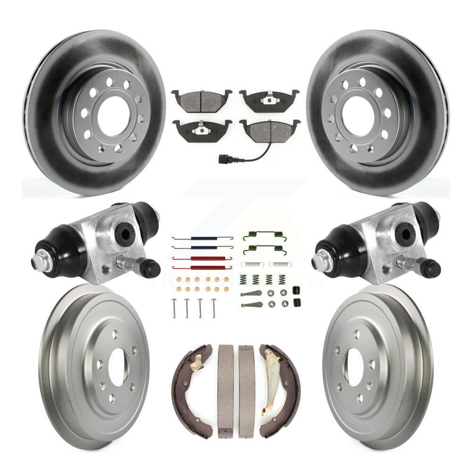 Front Rear Coated Disc Brake Rotors Semi-Metallic Pad Drum Kit (9Pc) For Volkswagen Jetta KGS-101762