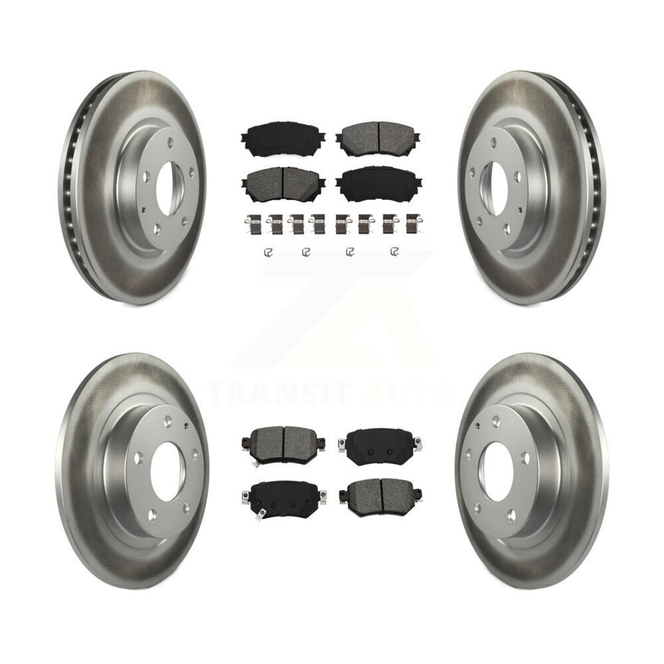 Front Rear Coated Disc Brake Rotors And Semi-Metallic Pads Kit For 2016-2018 Mazda 6 KGS-101772