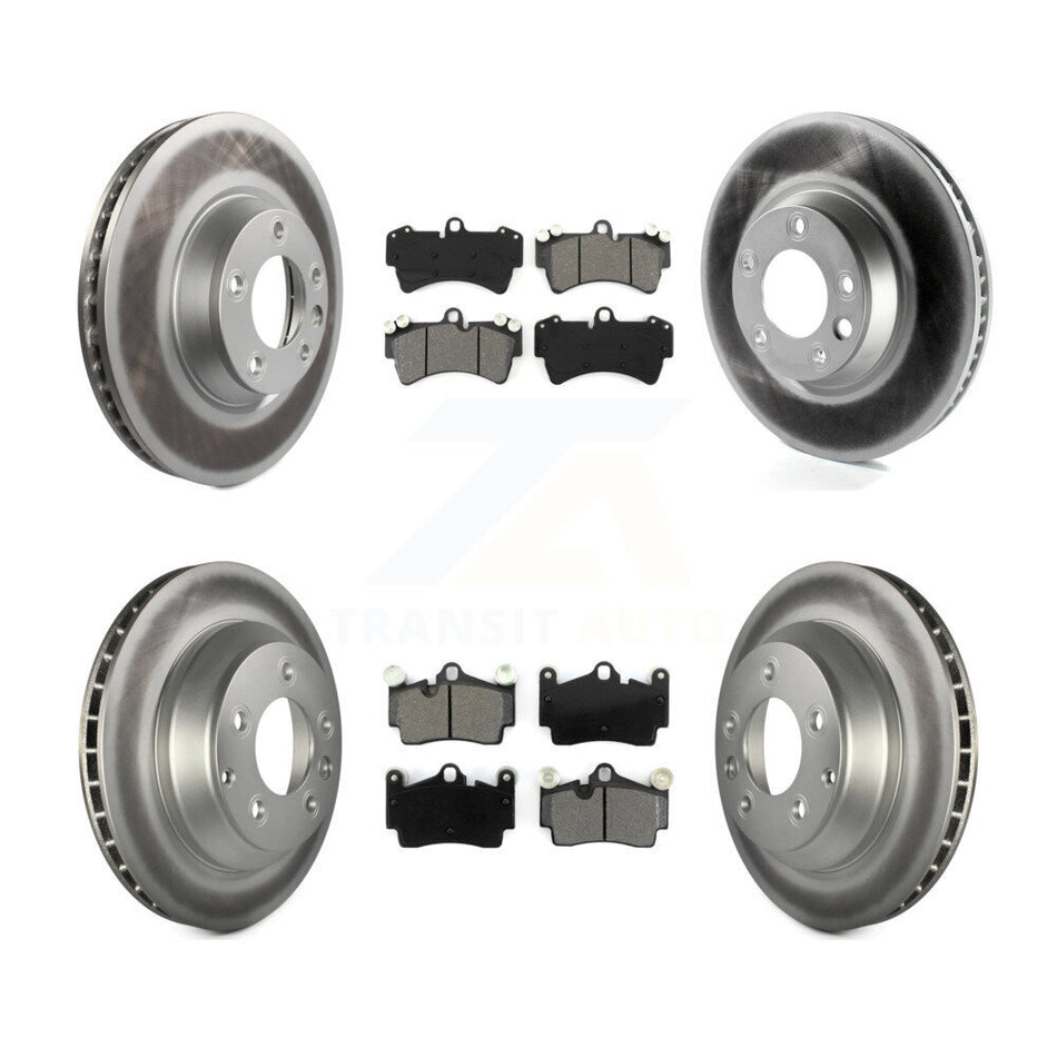 Front Rear Coated Disc Brake Rotors And Semi-Metallic Pads Kit (6Pc) For Audi Q7 Volkswagen Touareg KGS-101775