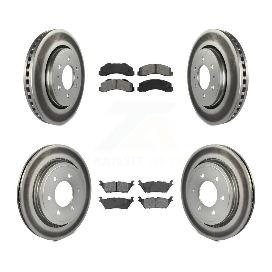 Front Rear Coated Disc Brake Rotors And Semi-Metallic Pads Kit For 2015-2017 Ford F-150 With Electric Parking KGS-101777