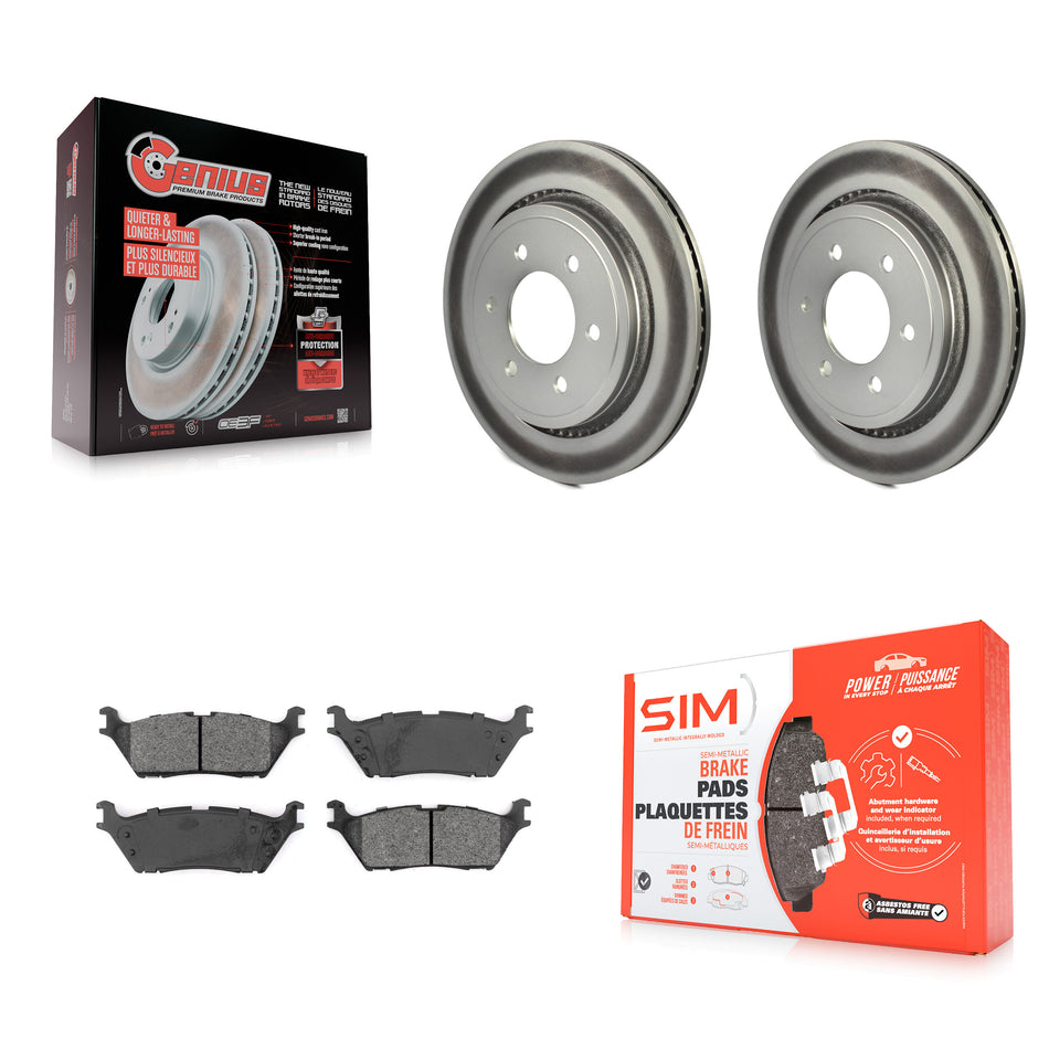 Rear Coated Disc Brake Rotors And Semi-Metallic Pads Kit For 2015-2017 Ford F-150 With Electric Parking KGS-101779