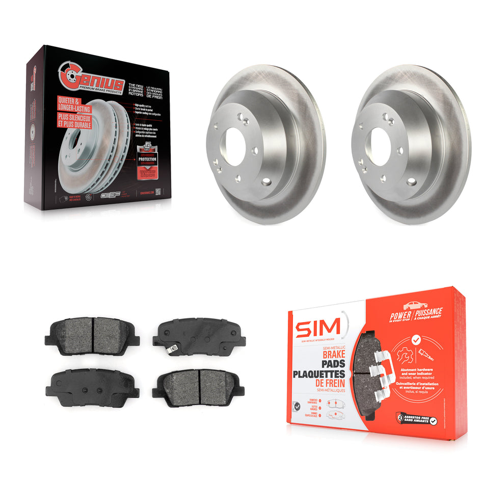 Rear Coated Disc Brake Rotors And Semi-Metallic Pads Kit For 2014-2015 Kia Sorento With Red Painted Calipers KGS-101781