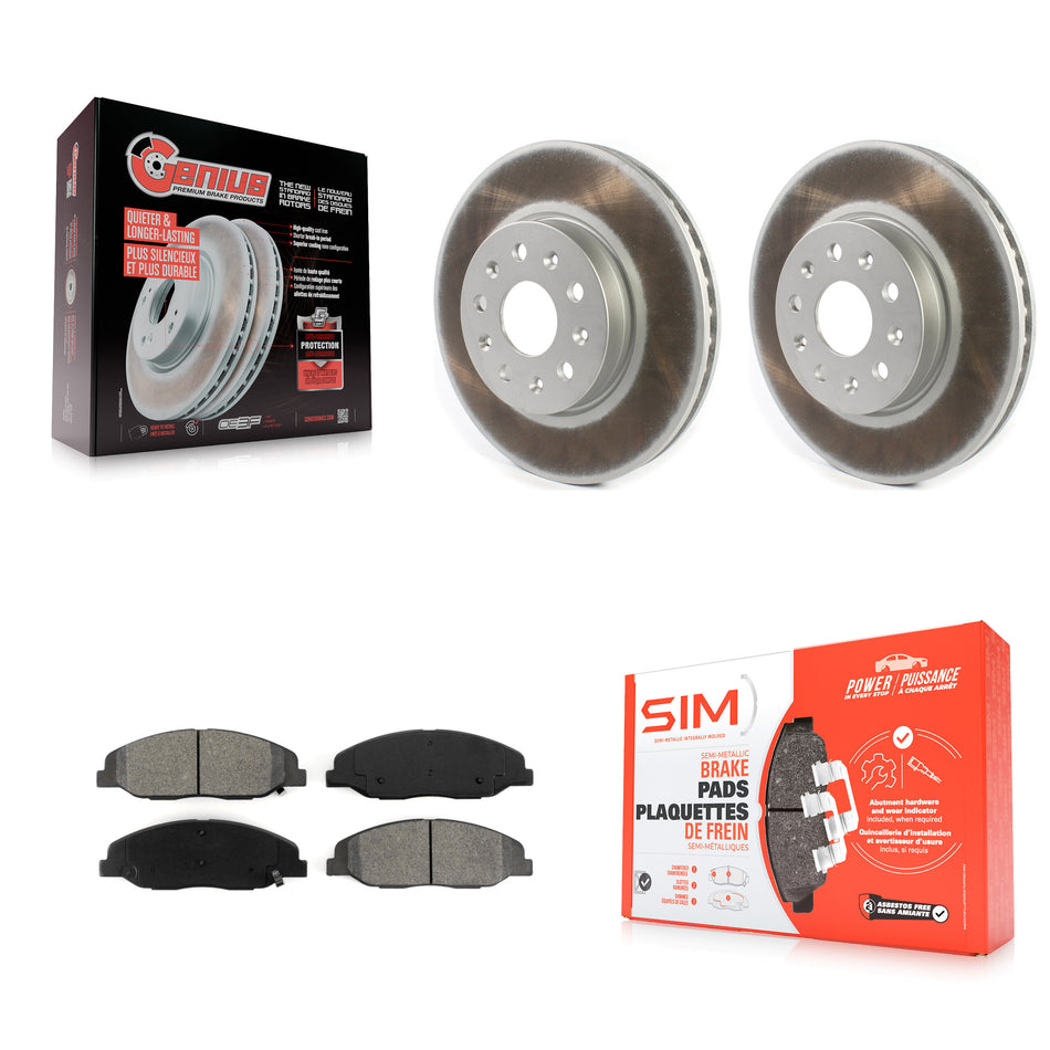 Front Coated Disc Brake Rotors And Semi-Metallic Pads Kit For Cadillac CTS Without Heavy Duty Brakes KGS-101785