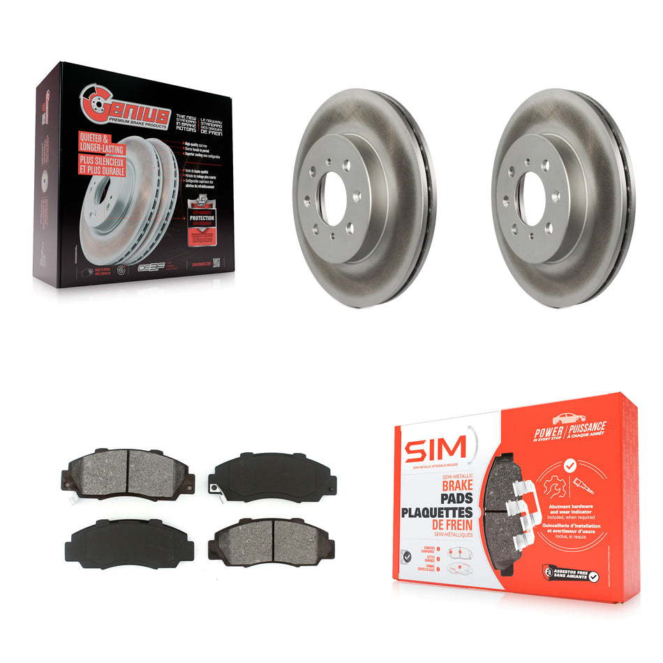 Front Coated Disc Brake Rotors And Semi-Metallic Pads Kit For 1992-1993 Acura Integra GS-R KGS-101789