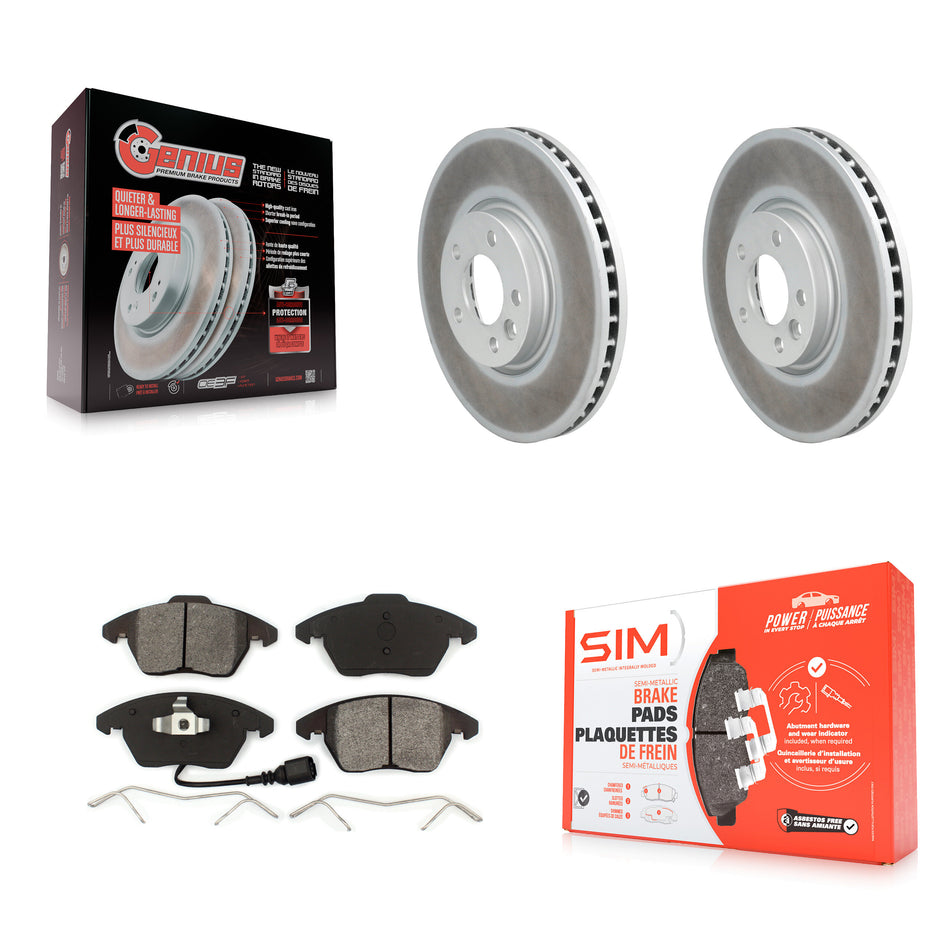 Front Coated Disc Brake Rotors And Semi-Metallic Pads Kit For Volkswagen CC With 340mm Diameter Rotor KGS-101796