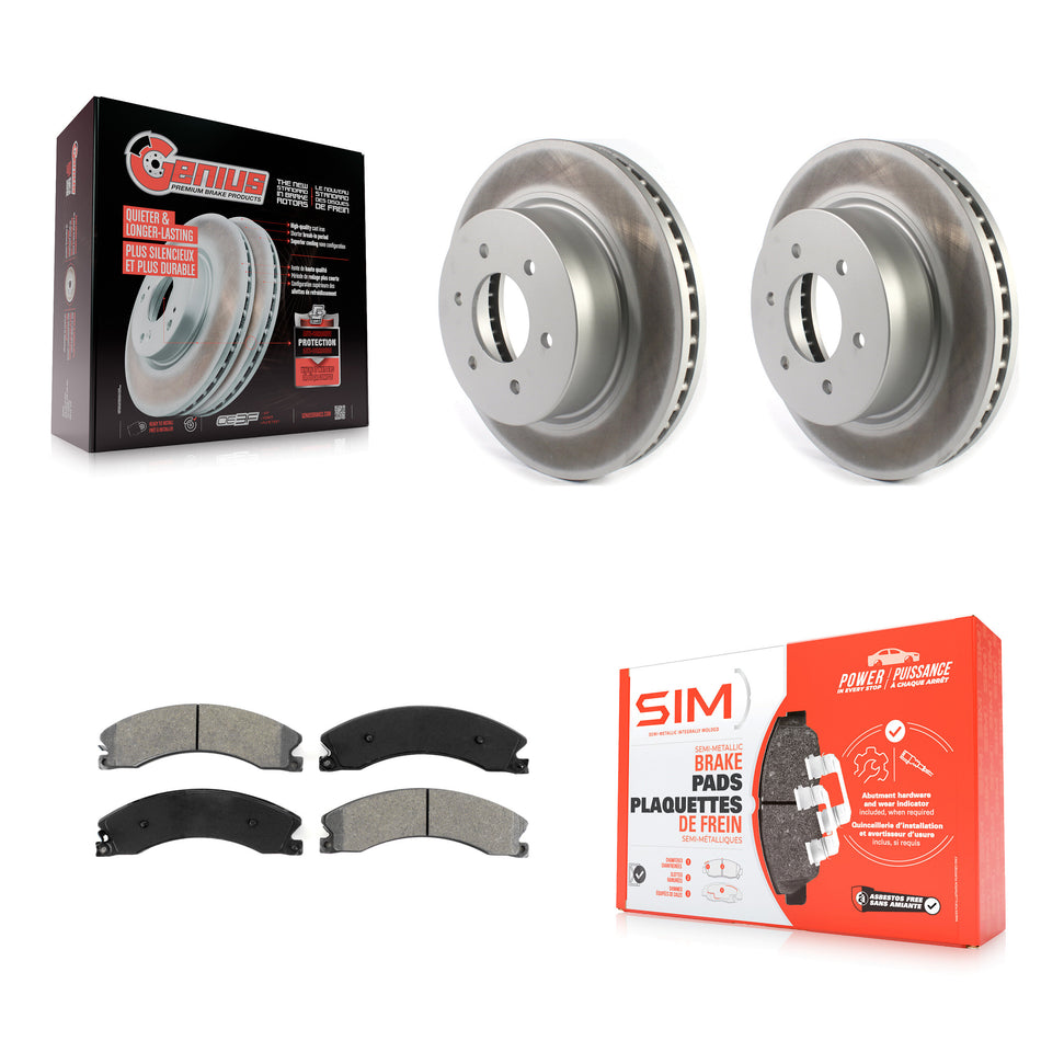 Front Coated Disc Brake Rotors And Semi-Metallic Pads Kit For 2016-2022 Nissan TITAN XD KGS-101801