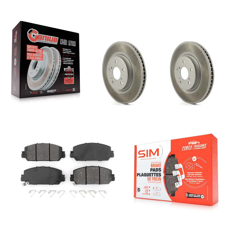 Front Coated Disc Brake Rotors And Semi-Metallic Pads Kit For Honda CR-V KGS-101807