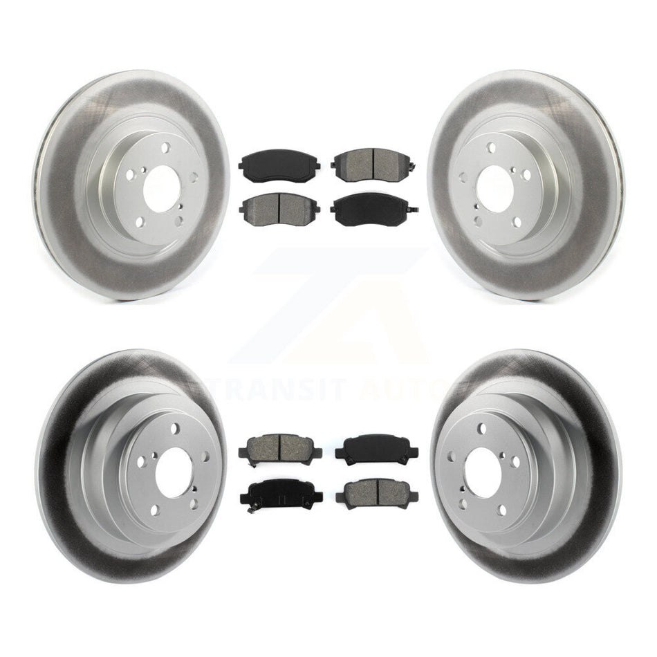 Front Rear Coated Disc Brake Rotors And Semi-Metallic Pads Kit For 2005-2006 Subaru Baja Turbocharged With 292mm Diameter Rotor KGS-101831