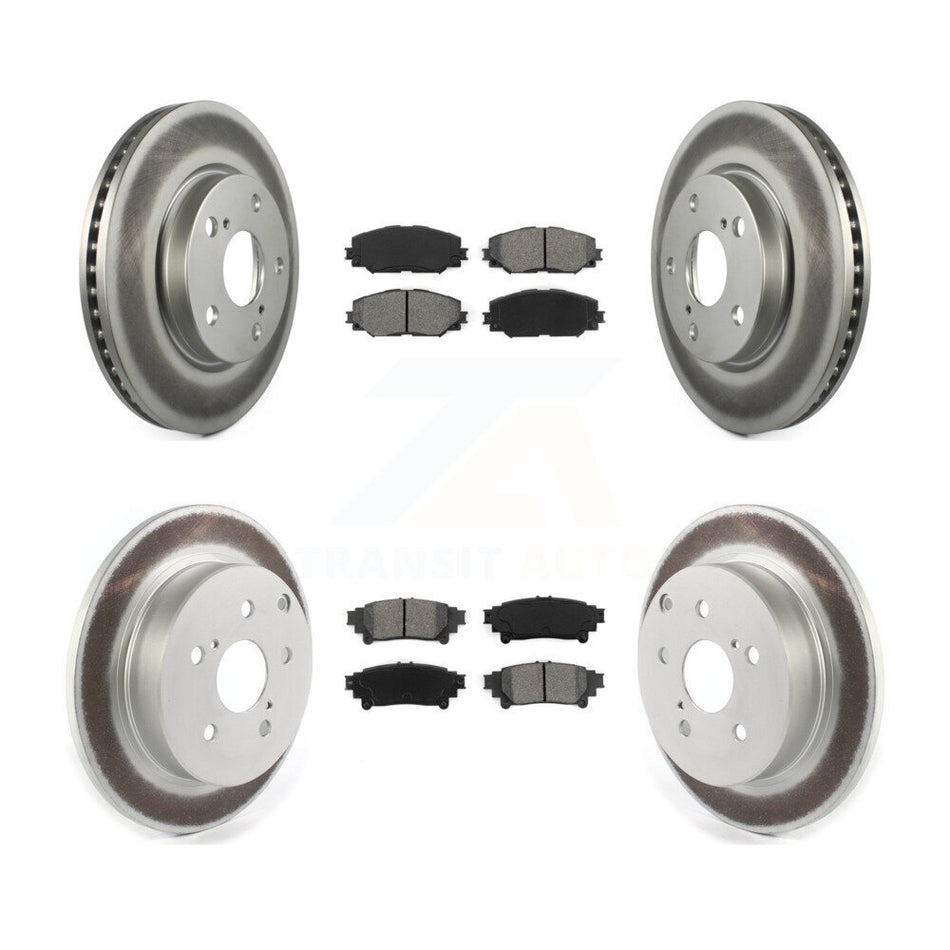 Front Rear Coated Disc Brake Rotors And Semi-Metallic Pads Kit For 2012-2018 Toyota Prius V KGS-101835