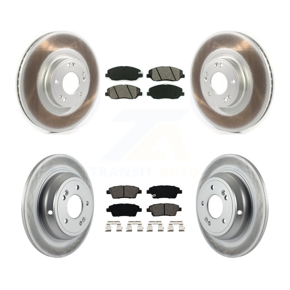 Front Rear Coated Disc Brake Rotors And Semi-Metallic Pads Kit For 2012 Hyundai Genesis 3.8L KGS-101837