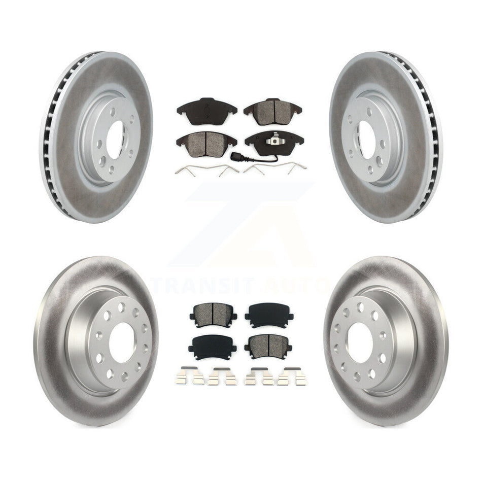 Front Rear Coated Disc Brake Rotors And Semi-Metallic Pads Kit For Volkswagen CC With 340mm Diameter Rotor KGS-101841