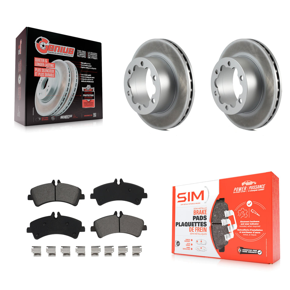 Rear Coated Disc Brake Rotors And Semi-Metallic Pads Kit For Sprinter 3500 Mercedes-Benz Dodge Freightliner KGS-101890