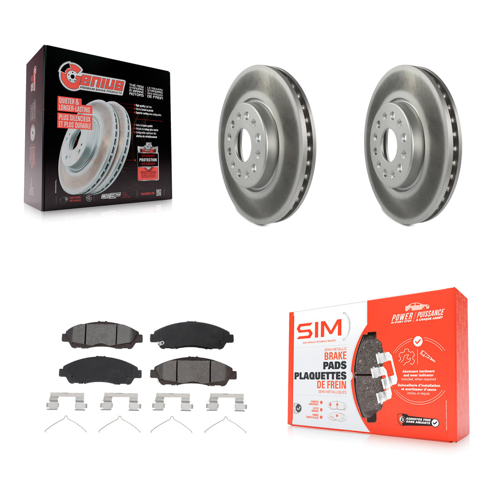 Front Coated Brake Rotor & Semi-Metallic Pad Kit For Chevrolet Traverse GMC Acadia Blazer KGS-101909