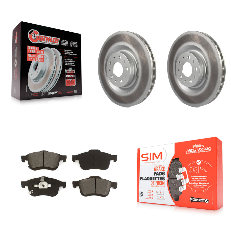 Front Coated Disc Brake Rotors And Semi-Metallic Pads Kit For 2014-2020 Fiat 500L KGS-101911