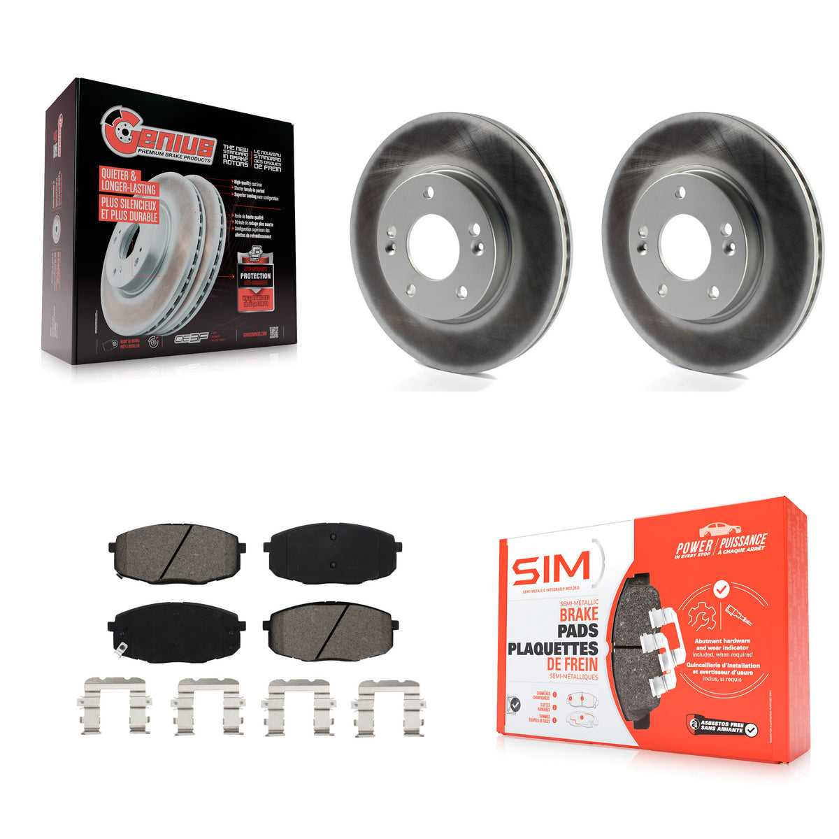 Front Coated Brake Rotors Semi-Metallic Pad Kit For Kia Hyundai Kona Seltos Forte Soul GT KGS-101924