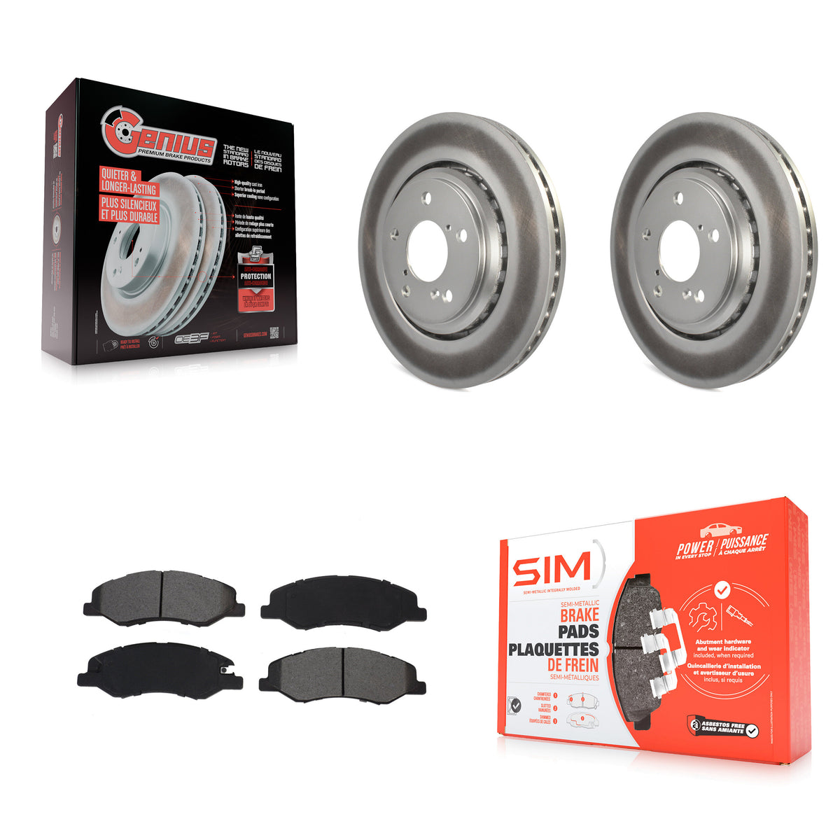 Front Coated Disc Brake Rotors And Semi-Metallic Pads Kit For 2018-2023 Honda Odyssey KGS-101928
