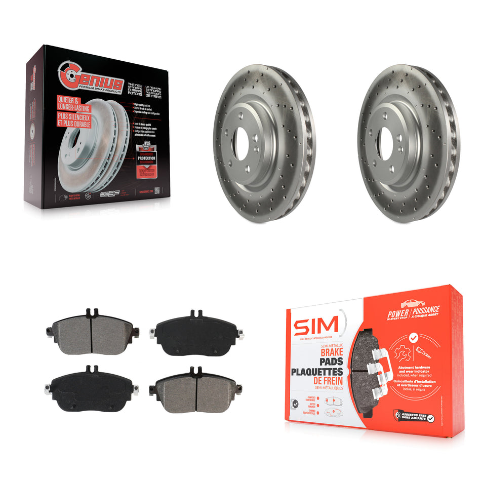 Front Coated Disc Brake Rotors Semi-Metallic Pad Kit For Mercedes-Benz GLA250 CLA250 B250 KGS-101930