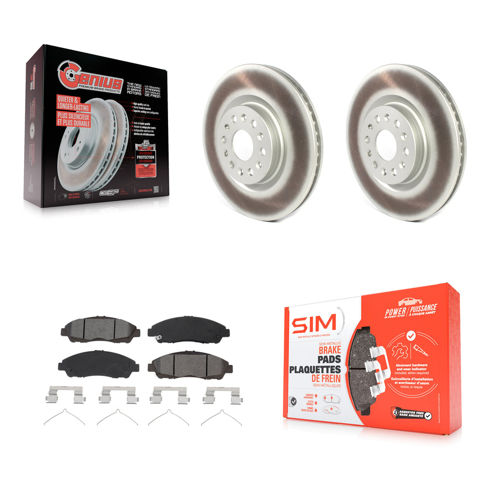 Front Coated Disc Brake Rotors & Semi-Metallic Pad Kit For Cadillac XT5 Buick Enclave XT6 KGS-101937