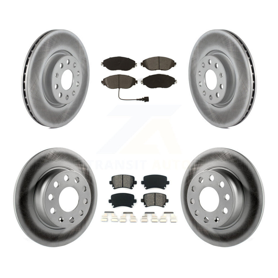 Front Rear Coated Disc Brake Rotors And Semi-Metallic Pads Kit For 2015 Volkswagen GTI With Performance Package KGS-101954