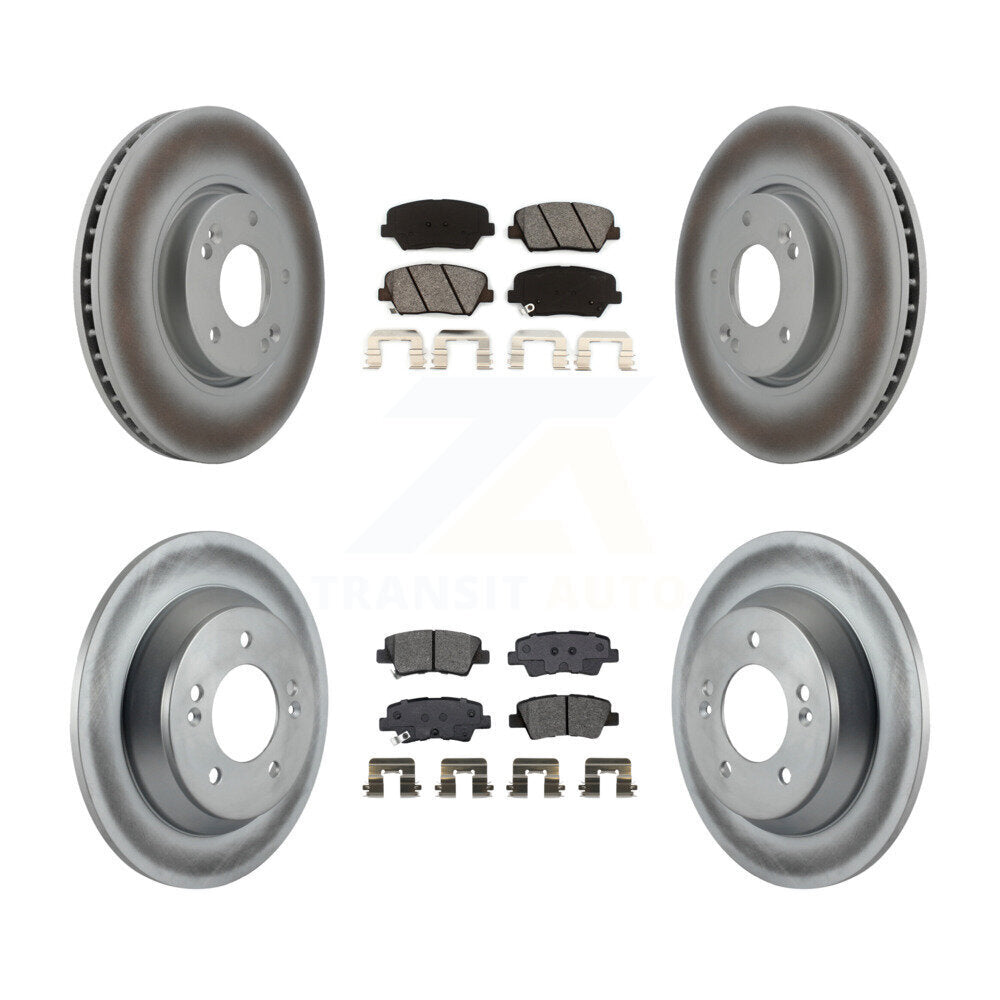 Front Rear Coated Disc Brake Rotors And Semi-Metallic Pads Kit For Kia Rondo KGS-101955