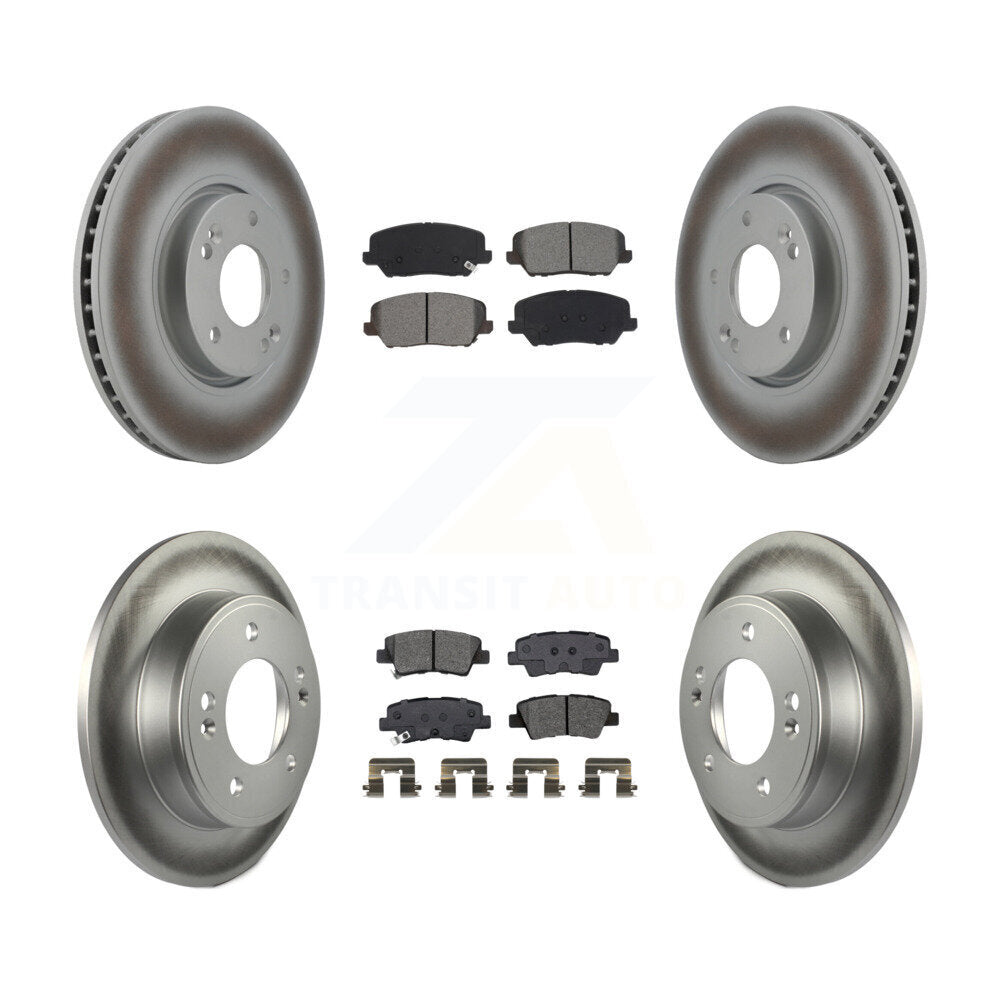 Front Rear Coated Brake Rotor Semi-Metallic Pad Kit For Kia Forte Forte5 Hyundai Veloster KGS-101957