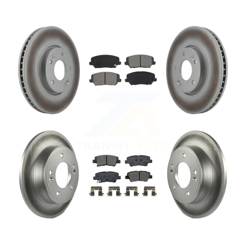 Front Rear Coated Brake Rotor Semi-Metallic Pad Kit For Kia Forte Forte5 Hyundai Veloster KGS-101957