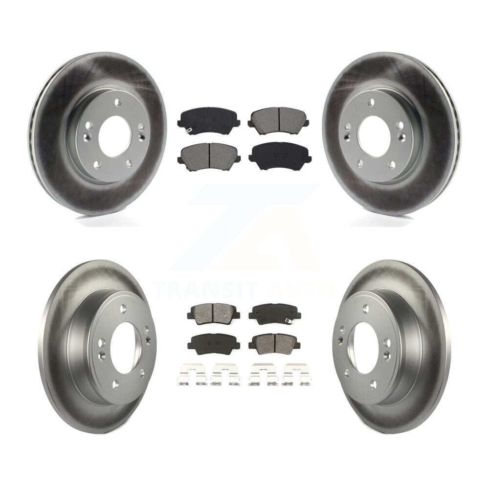 Front Rear Coated Brake Rotor Semi-Metallic Pad Kit For Hyundai Elantra GT Kia Forte Koup KGS-101965