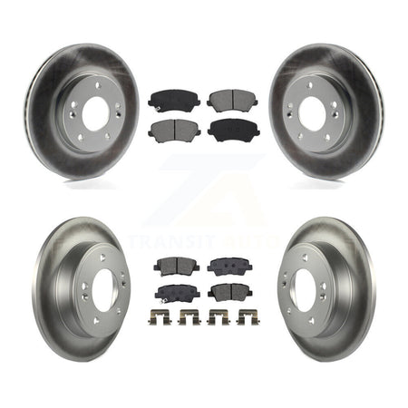 Front Rear Coated Brake Rotor Semi-Metallic Pad Kit For Kia Forte Hyundai Forte5 Veloster KGS-101966