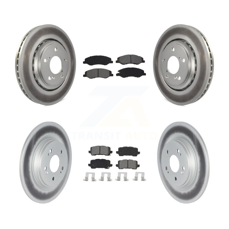 Front Rear Coated Disc Brake Rotors And Semi-Metallic Pads Kit For 2018-2023 Honda Odyssey KGS-101978