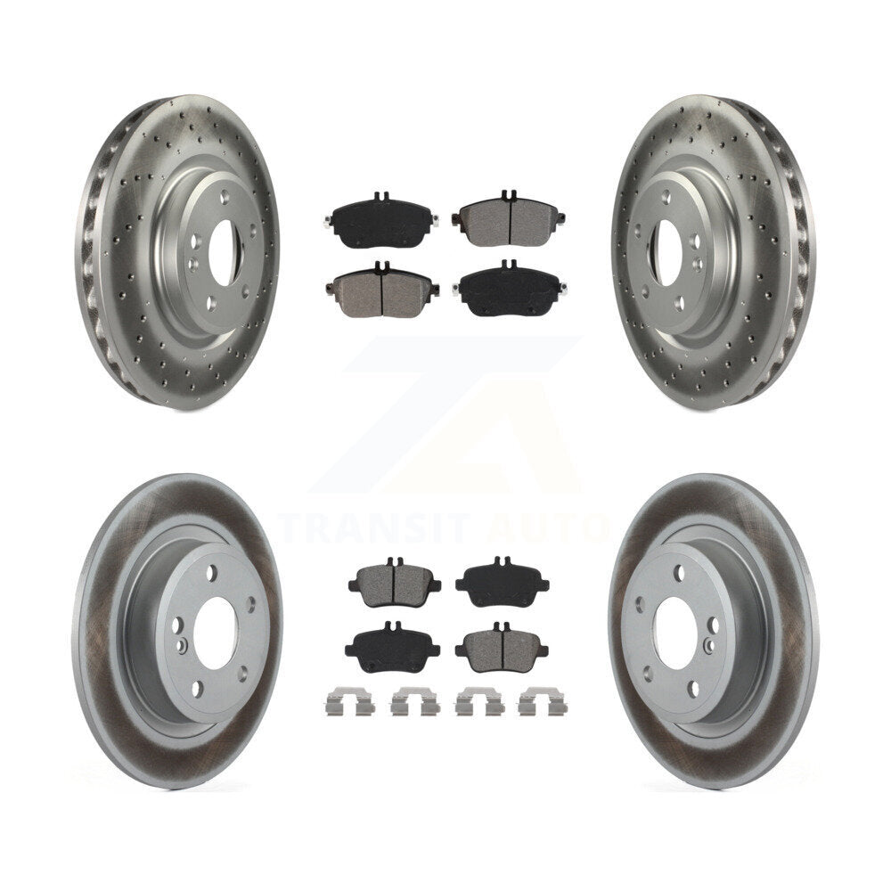 Front Rear Coated Disc Brake Rotors & Semi-Metallic Pad Kit For Mercedes-Benz B250 CLA250 KGS-101982