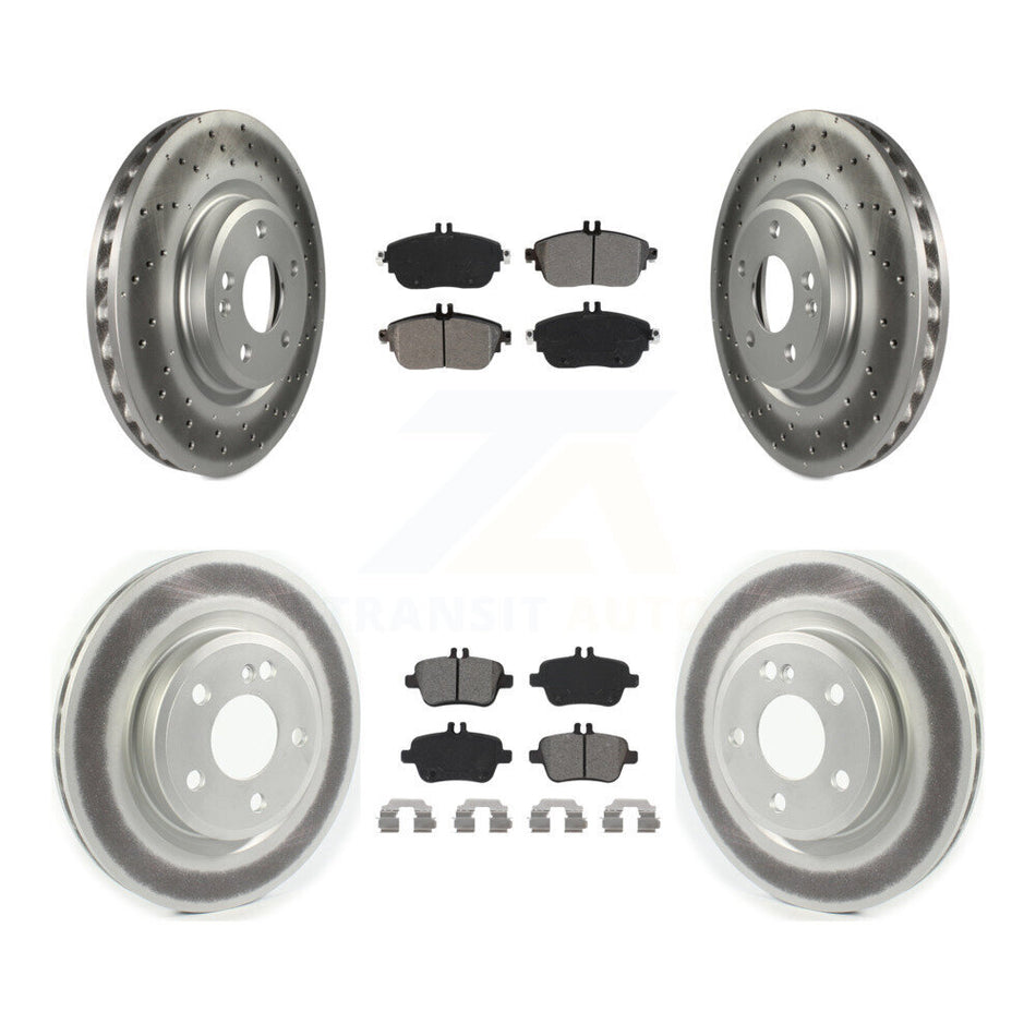 Front Rear Coated Disc Brake Rotors And Semi-Metallic Pads Kit For Mercedes-Benz CLA250 With Sport Package KGS-101983
