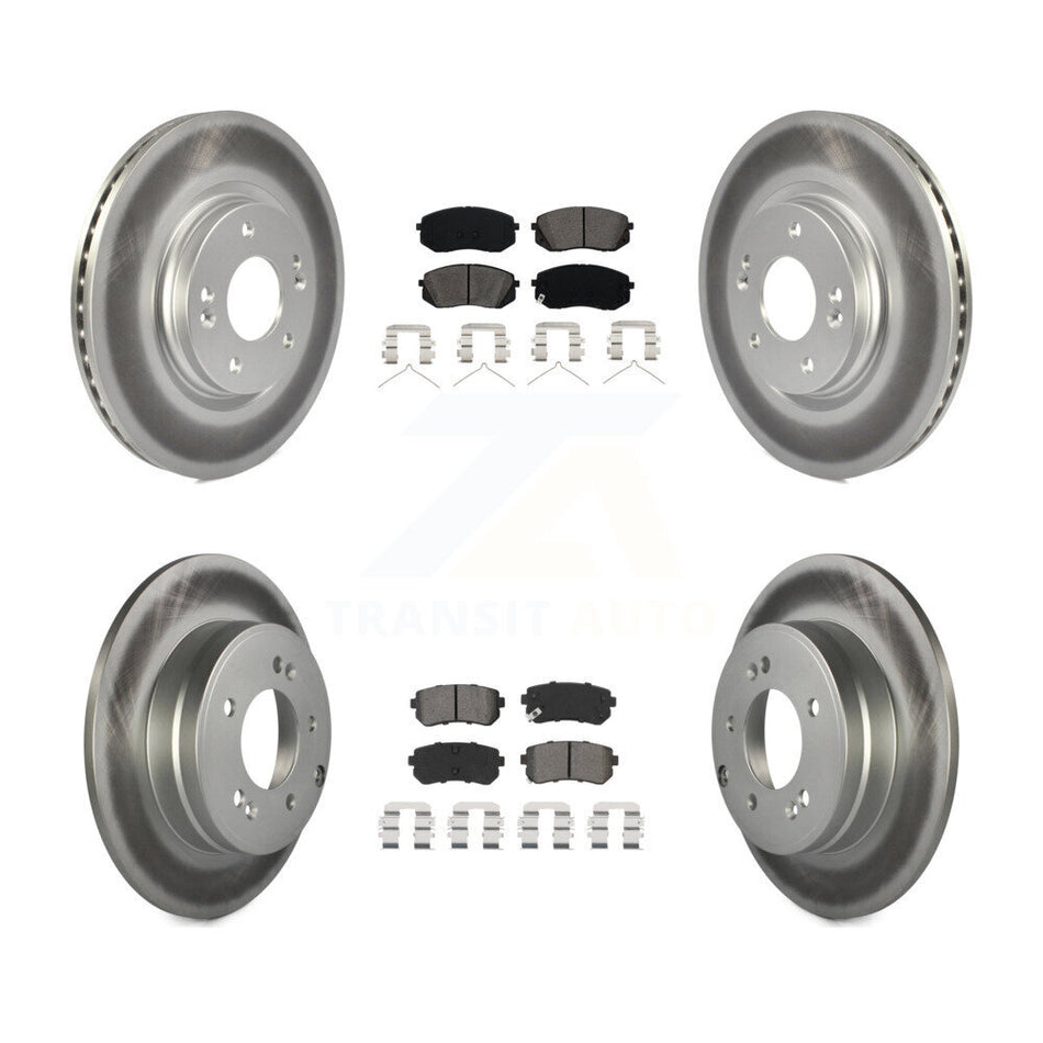 Front Rear Coated Disc Brake Rotors And Semi-Metallic Pads Kit For Kia Optima With Manual Parking KGS-101989