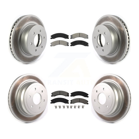 Front Rear Coated Disc Brake Rotors & Semi-Metallic Pad Kit For 2016-2024 Nissan TITAN XD KGS-101994