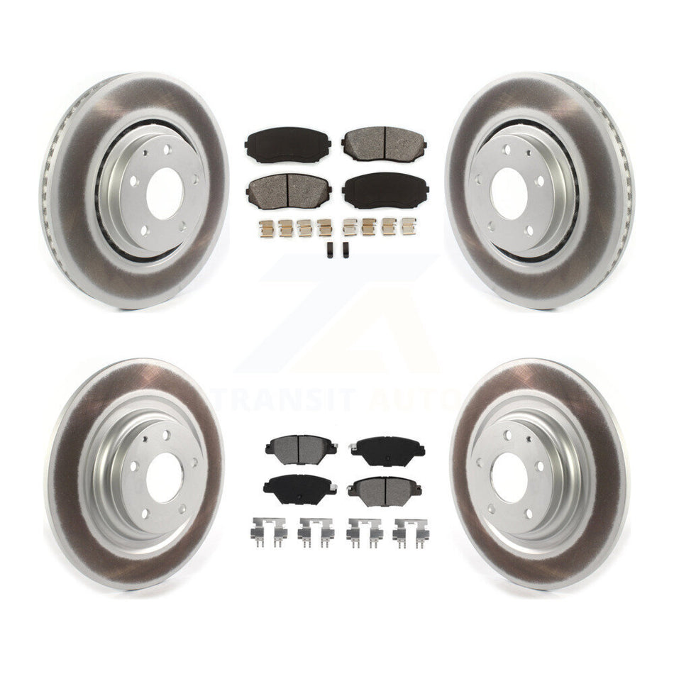 Front Rear Coated Disc Brake Rotors And Semi-Metallic Pads Kit For 2016-2022 Mazda CX-9 KGS-101998