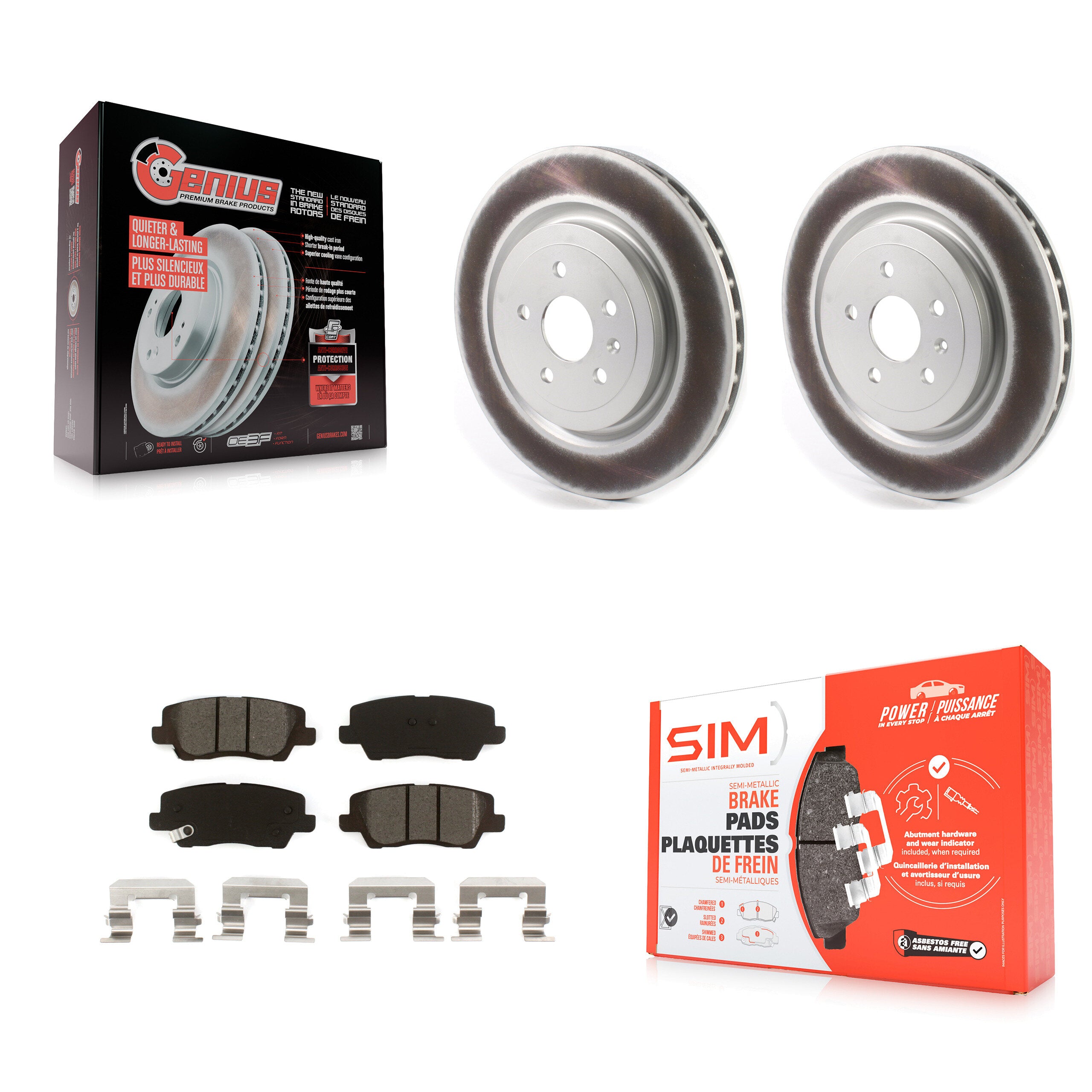Rear Coated Disc Brake Rotors And Semi-Metallic Pads Kit For 2015 Cadillac CTS 6.2L KGS-102002
