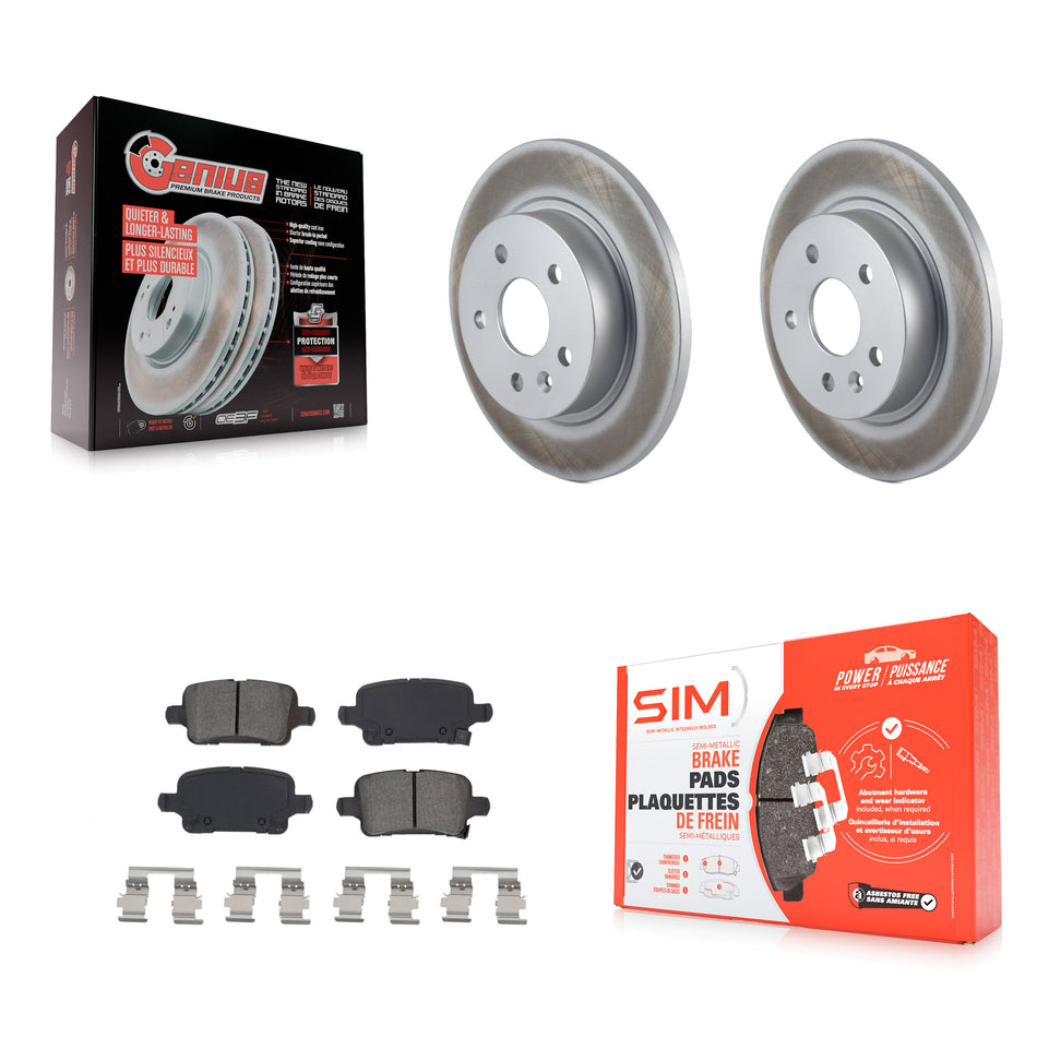 Rear Coated Disc Brake Rotors And Semi-Metallic Pads Kit For 2016 Chevrolet Cruze With 268mm Diameter Rotor KGS-102004