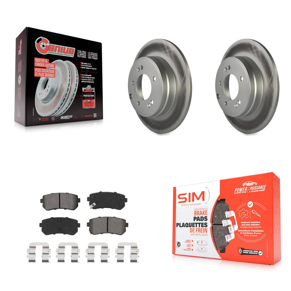 Rear Coated Disc Brake Rotors And Semi-Metallic Pads Kit For Hyundai Sonata Kia Optima With Manual Parking KGS-102015