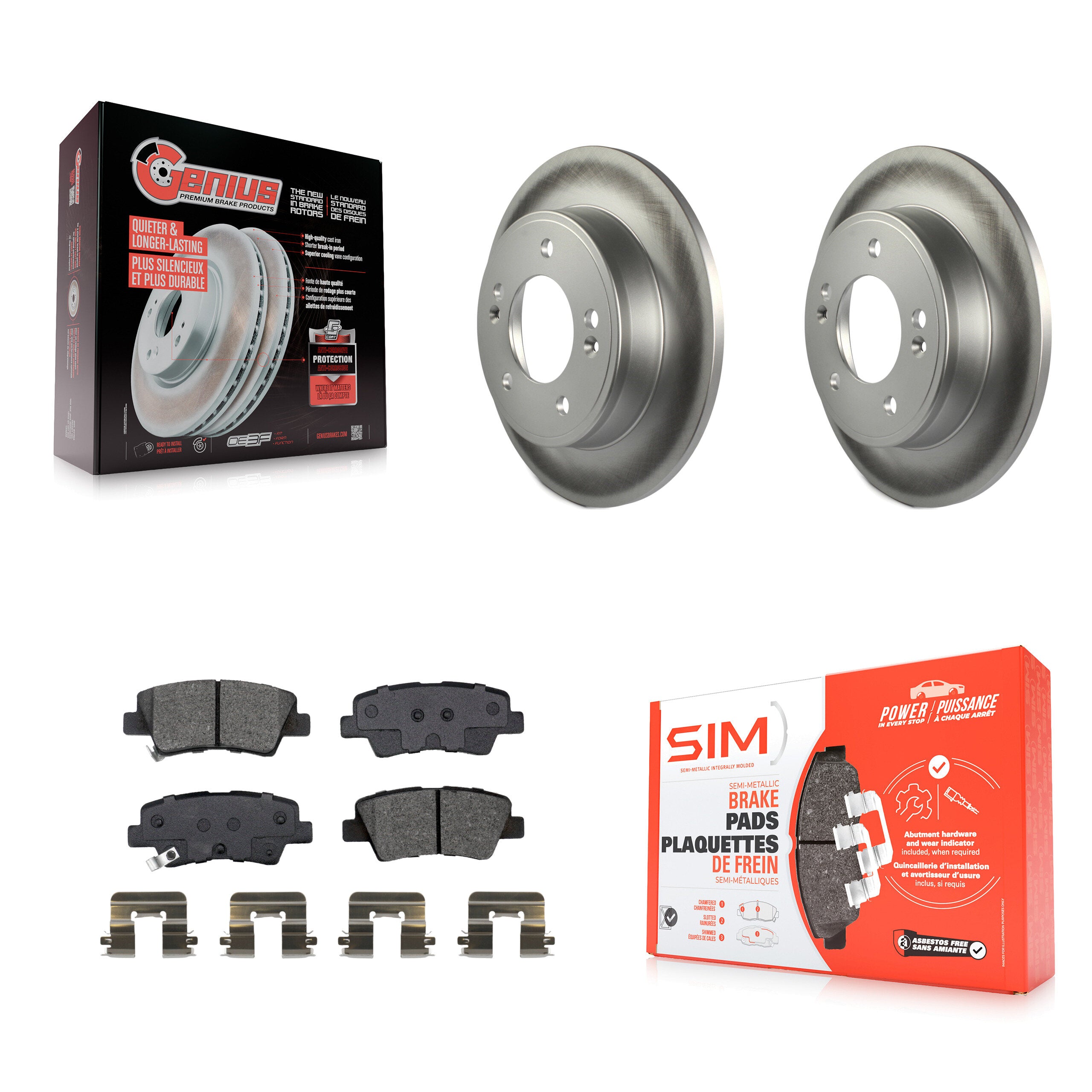Rear Coated Brake Rotor & Semi-Metallic Pad Kit For Kia Forte Hyundai Kona Soul Forte5 GT KGS-102016